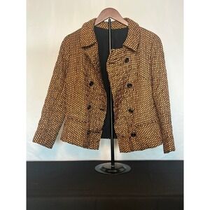 Vintage PRL Designed Women's Geometric Print Double Breasted Blazer Jacket